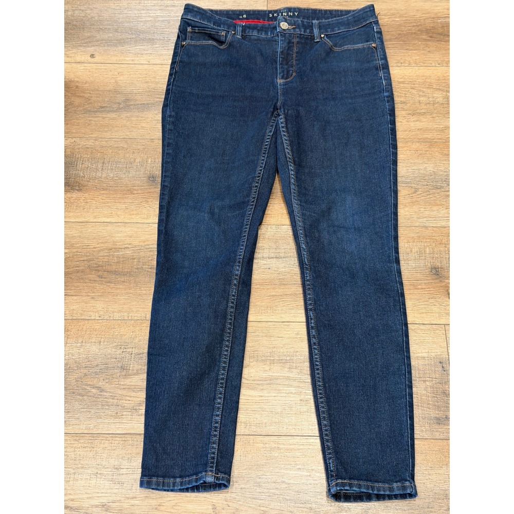White House Black Market High Rise Skinny Ankle Jeans Dark Wash Blue Size 6